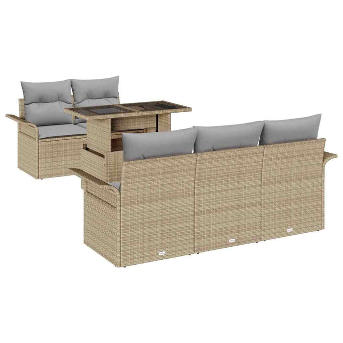 Set de canapele pentru grădină cu pernă 6 pcs Bej Rattan poli - WALTI WALTI
