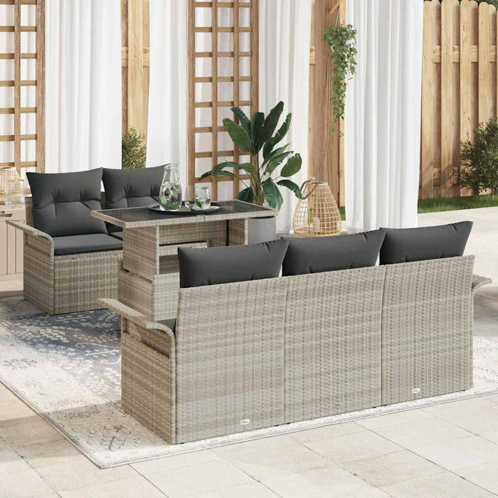 Set de canapele pentru grădină 6 pcs Gri deschis Rattan poli - WALTI WALTI