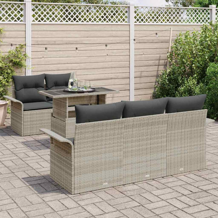 Set de canapele pentru grădină 6 pcs Gri deschis Rattan poli - WALTI WALTI