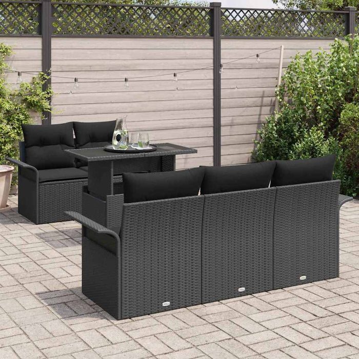 Set de canapele pentru grădină cu pernă 6 pcs Negru poliratan - WALTI WALTI