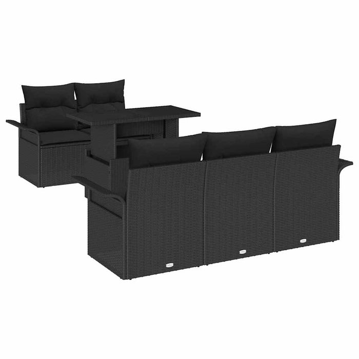 Set de canapele pentru grădină cu pernă 6 pcs Negru poliratan - WALTI WALTI