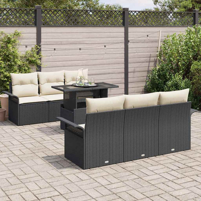 Set de canapele pentru grădină cu pernă 7 pcs Negru Rattan poli - WALTI WALTI