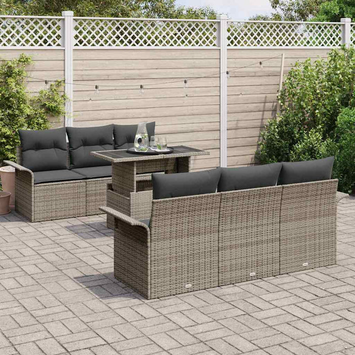 Set de canapele pentru grădină cu pernă 7 pcs Gri Rattan poli - WALTI WALTI