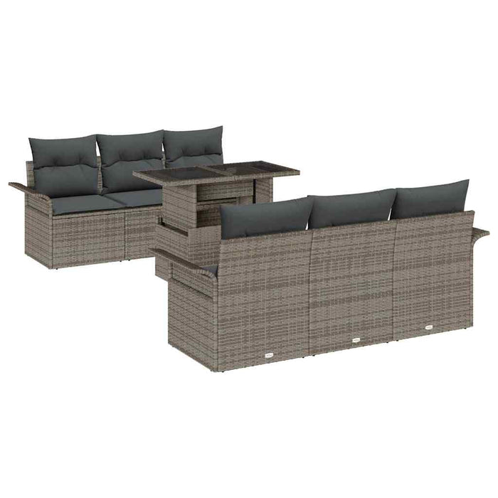 Set de canapele pentru grădină cu pernă 7 pcs Gri Rattan poli - WALTI WALTI