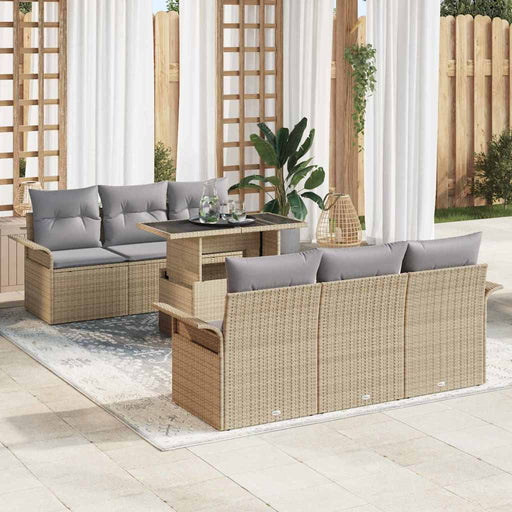 Set de canapele pentru grădină cu pernă 7 pcs Bej Rattan poli - WALTI WALTI