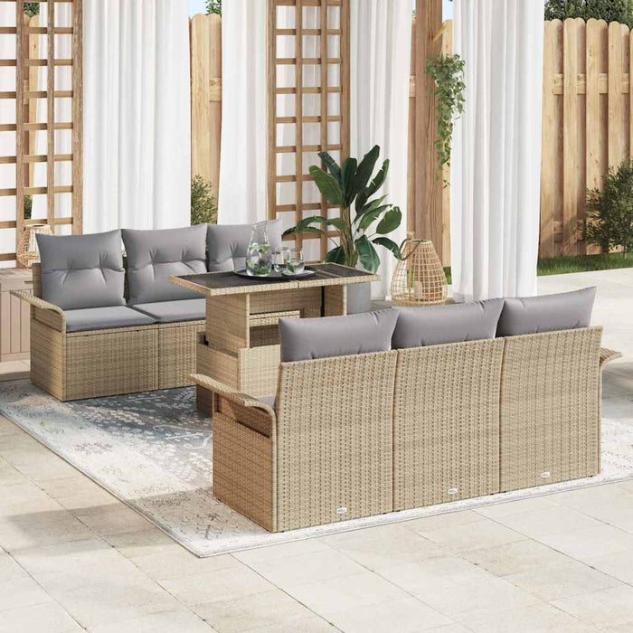 Set de canapele pentru grădină cu pernă 7 pcs Bej Rattan poli - WALTI WALTI