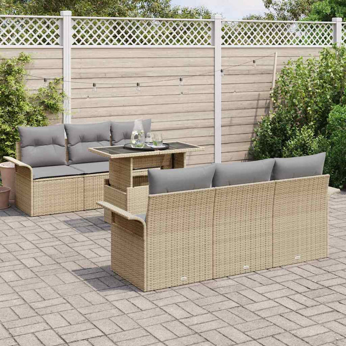 Set de canapele pentru grădină cu pernă 7 pcs Bej Rattan poli - WALTI WALTI