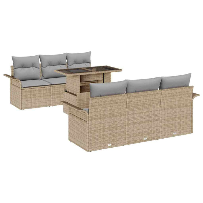 Set de canapele pentru grădină cu pernă 7 pcs Bej Rattan poli - WALTI WALTI