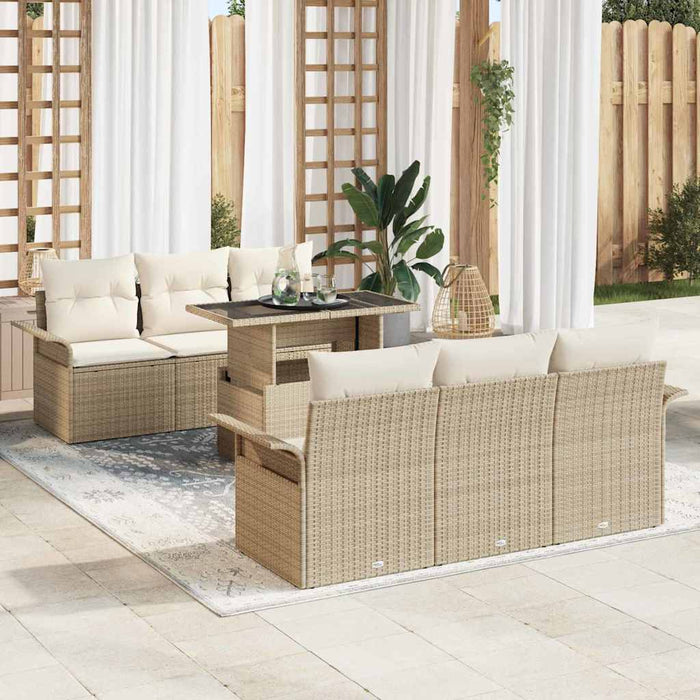 Set de canapele pentru grădină cu pernă 7 pcs Bej poliratan - WALTI WALTI