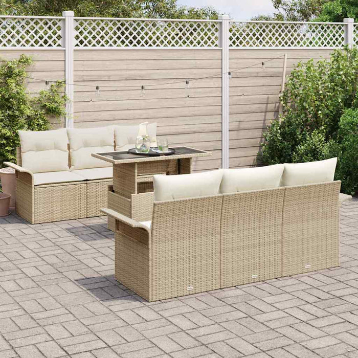 Set de canapele pentru grădină cu pernă 7 pcs Bej poliratan - WALTI WALTI