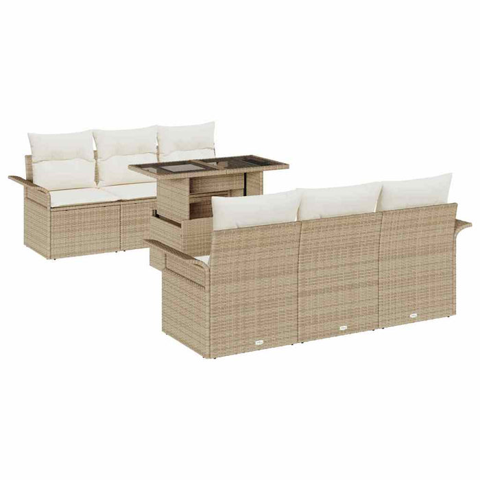 Set de canapele pentru grădină cu pernă 7 pcs Bej poliratan - WALTI WALTI