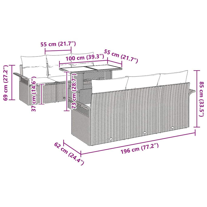 Set de canapele pentru grădină cu pernă 7 pcs Bej poliratan - WALTI WALTI