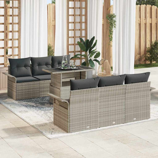Set de canapele pentru grădină 7 pcs Gri deschis Rattan poli - WALTI WALTI