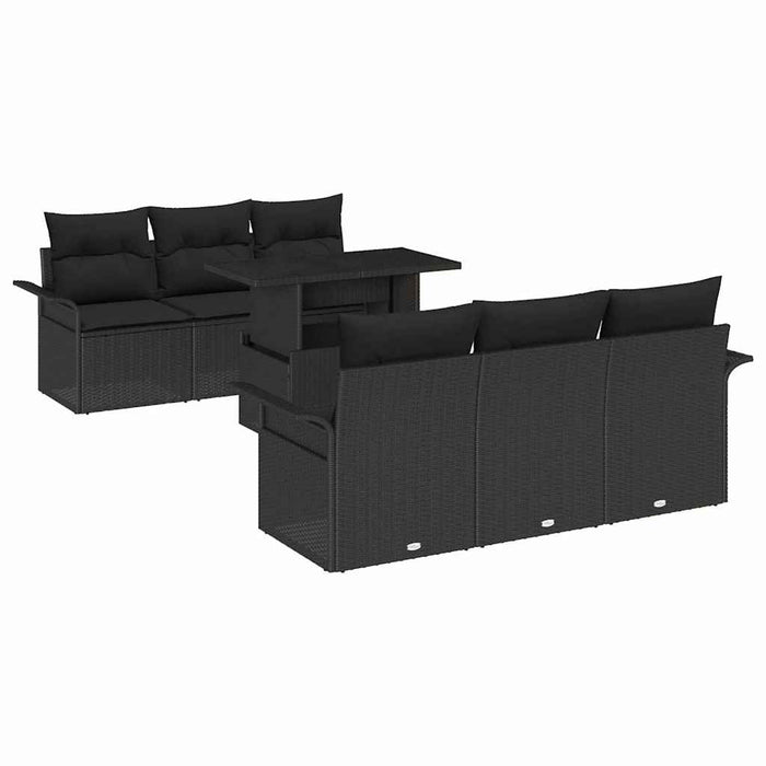 Set de canapele pentru grădină cu pernă 7 pcs Negru poliratan - WALTI WALTI