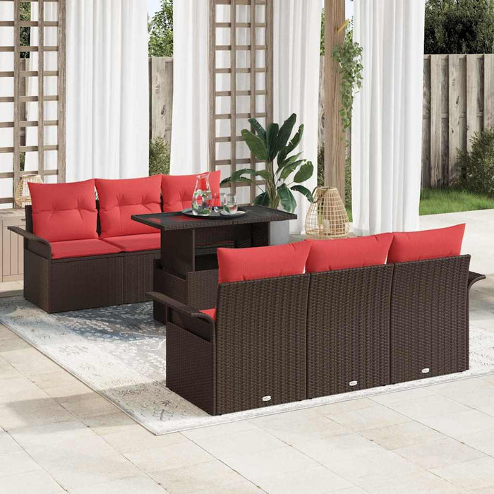 Set de canapele pentru grădină cu pernă 7 pcs Maro poliratan - WALTI WALTI