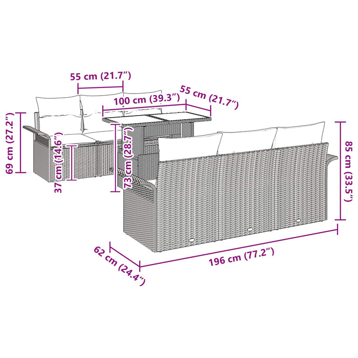 Set de canapele pentru grădină cu pernă 7 pcs Maro poliratan - WALTI WALTI
