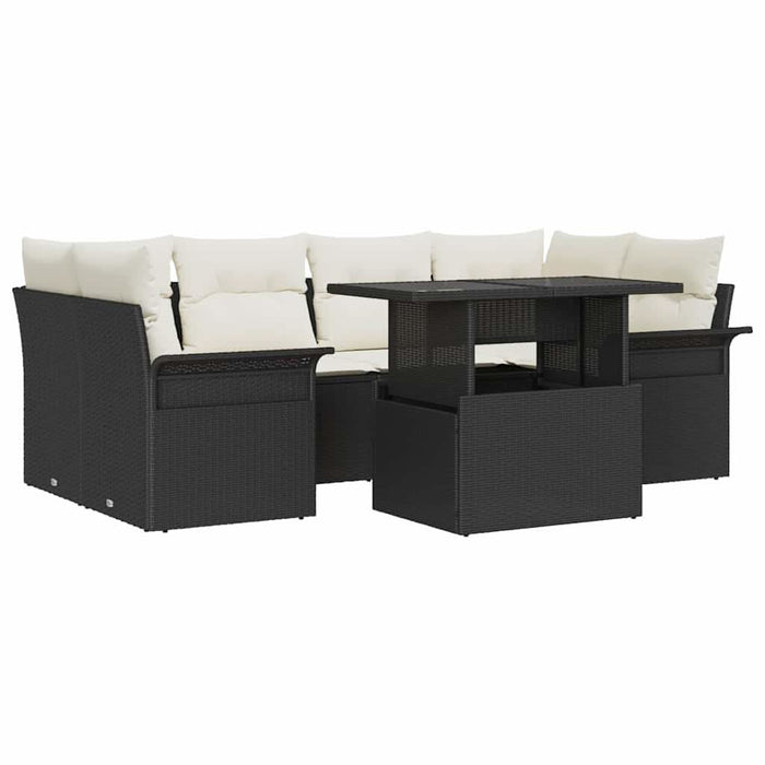 Set de canapele pentru grădină cu pernă 7 pcs Negru Rattan poli - WALTI WALTI