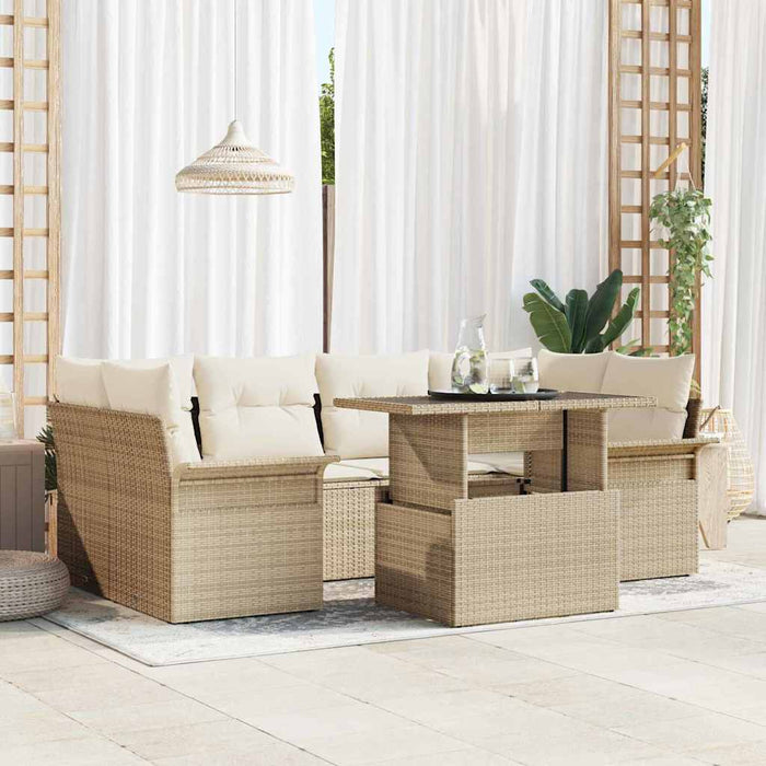 Set de canapele pentru grădină cu pernă 7 pcs Bej poliratan - WALTI WALTI