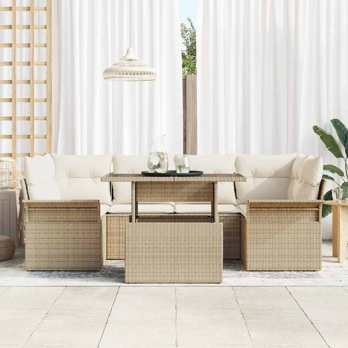 Set de canapele pentru grădină cu pernă 7 pcs Bej poliratan - WALTI WALTI