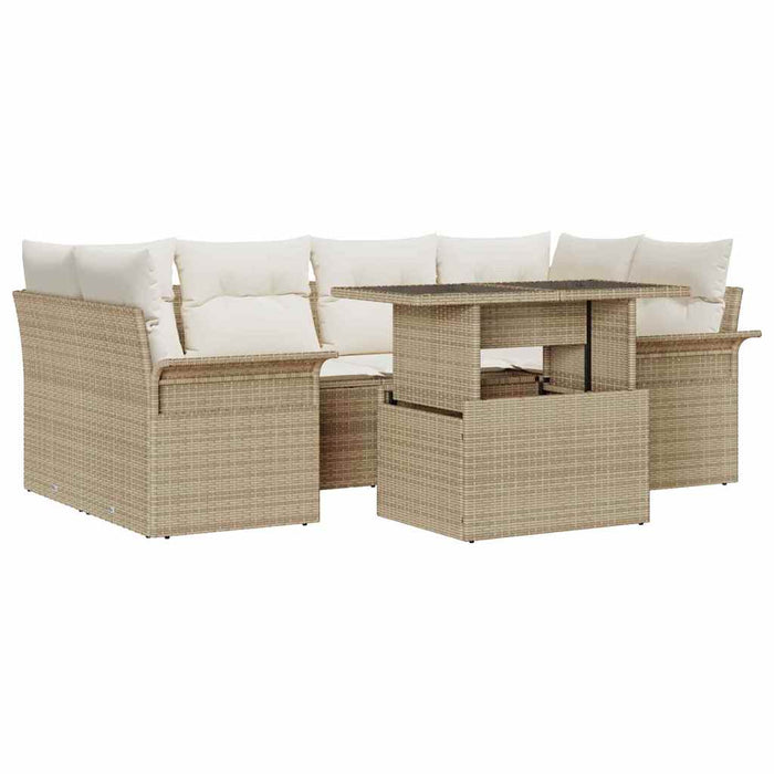 Set de canapele pentru grădină cu pernă 7 pcs Bej poliratan - WALTI WALTI