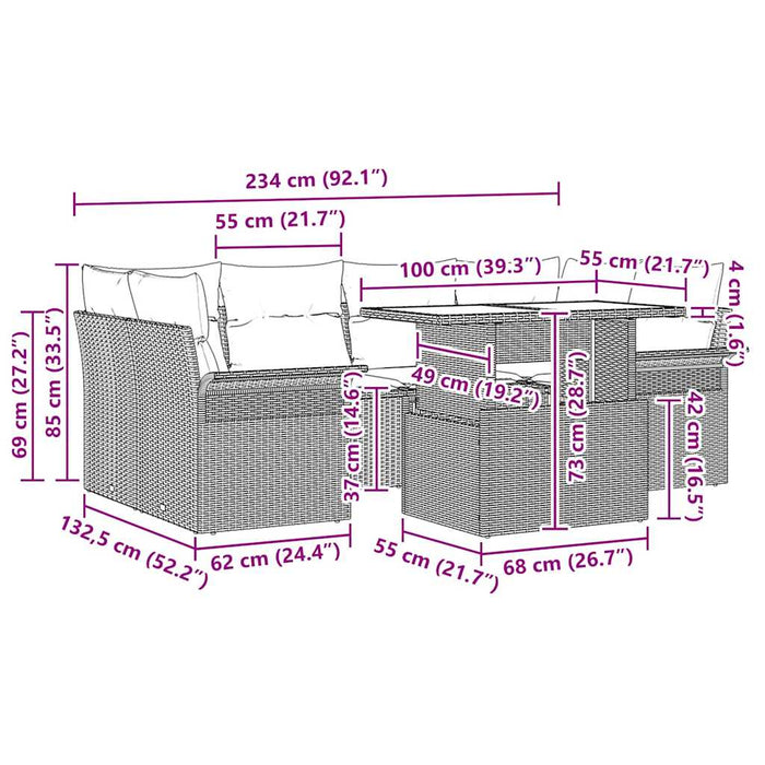 Set de canapele pentru grădină cu pernă 7 pcs Bej poliratan - WALTI WALTI
