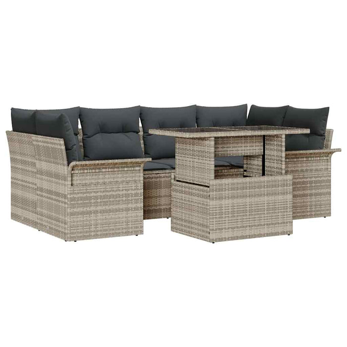 Set de canapele pentru grădină 7 pcs Gri deschis Rattan poli - WALTI WALTI