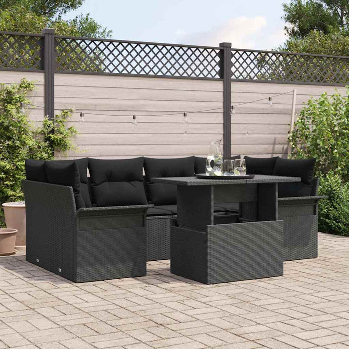 Set de canapele pentru grădină cu pernă 7 pcs Negru Rattan poli - WALTI WALTI