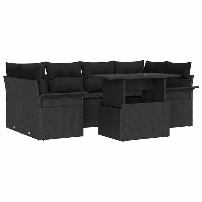 Set de canapele pentru grădină cu pernă 7 pcs Negru Rattan poli - WALTI WALTI