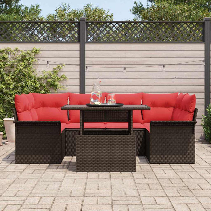 Set de canapele pentru grădină cu pernă 7 pcs Maro poliratan - WALTI WALTI