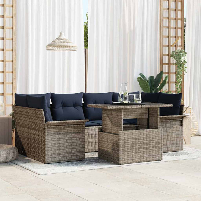 Set de canapele pentru grădină cu pernă 7 pcs Gri poliratan - WALTI WALTI