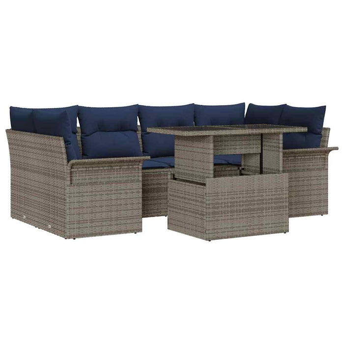 Set de canapele pentru grădină cu pernă 7 pcs Gri poliratan - WALTI WALTI
