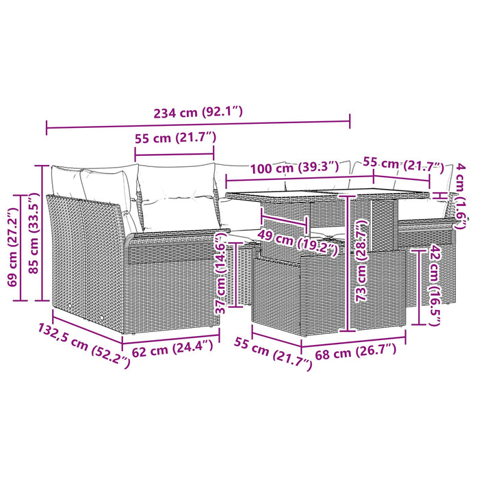 Set de canapele pentru grădină cu pernă 7 pcs Gri poliratan - WALTI WALTI