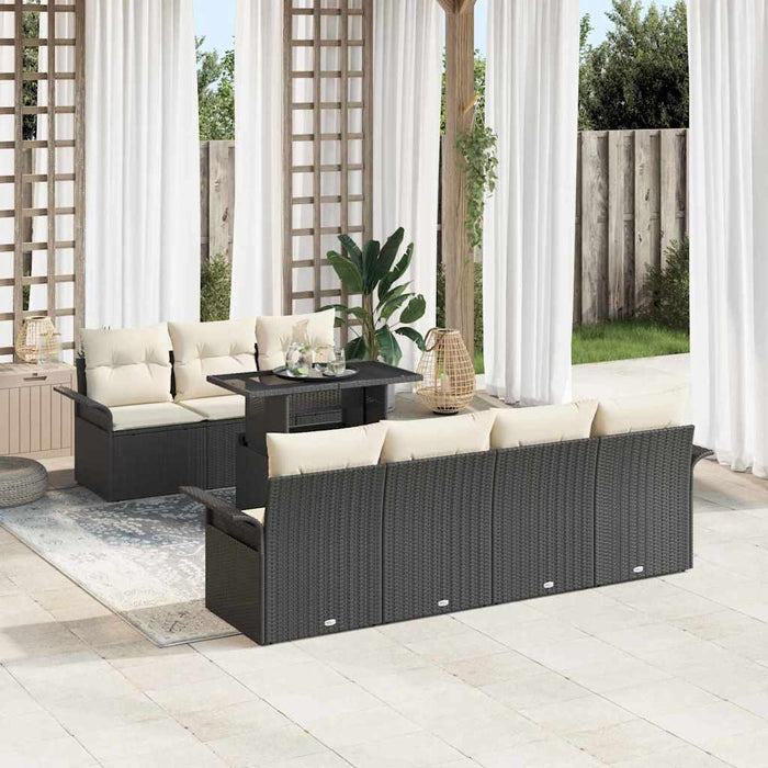 Set de canapele pentru grădină cu pernă 8 pcs Negru Rattan poli - WALTI WALTI