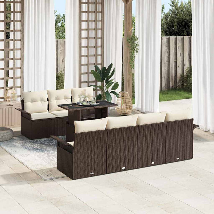 Set de canapele pentru grădină cu pernă 8 pcs Maro Rattan poli - WALTI WALTI