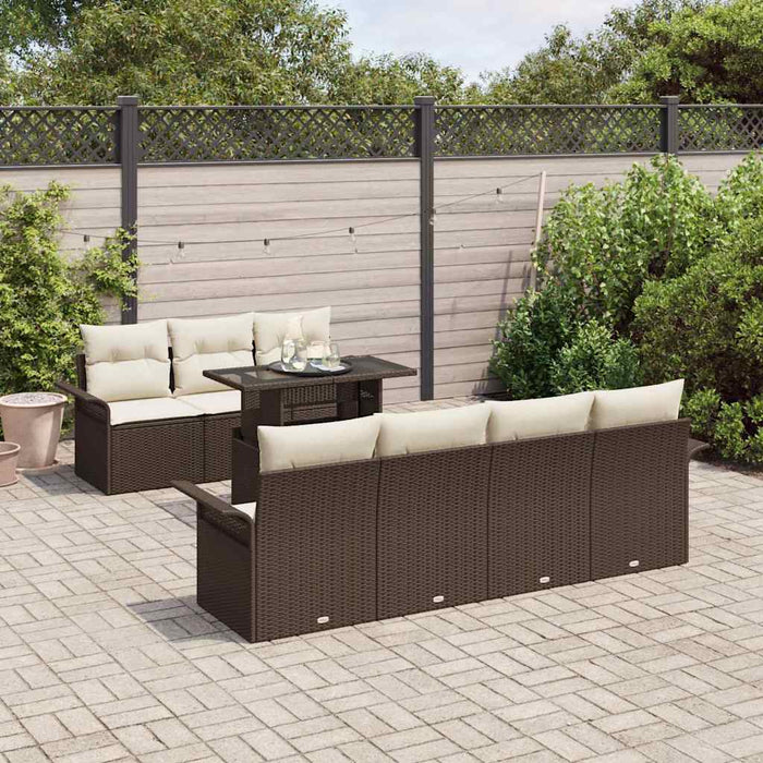 Set de canapele pentru grădină cu pernă 8 pcs Maro Rattan poli - WALTI WALTI