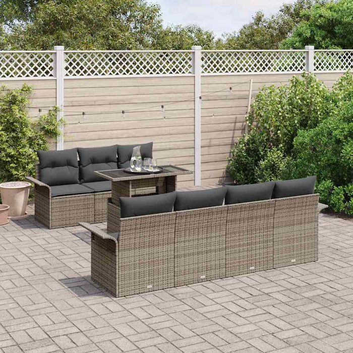Set de canapele pentru grădină cu pernă 8 pcs Gri Rattan poli - WALTI WALTI
