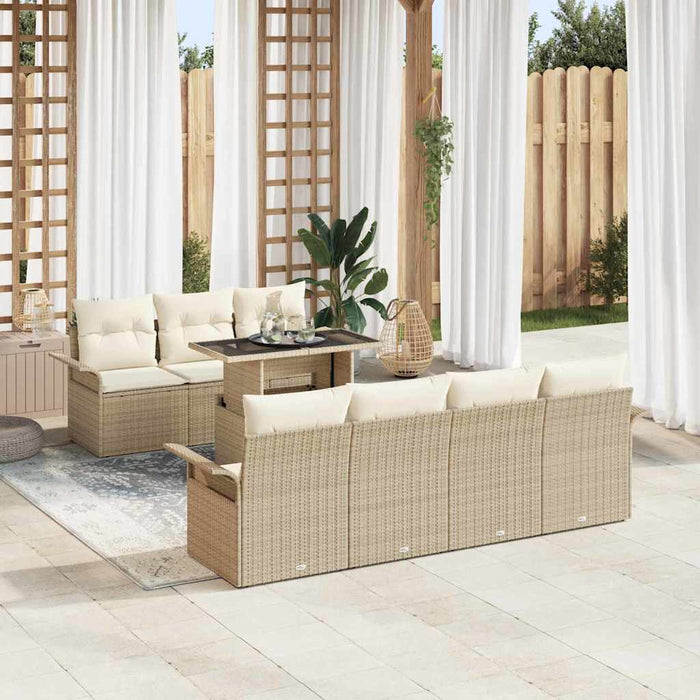 Set de canapele pentru grădină cu pernă 8 pcs Bej poliratan WALTI