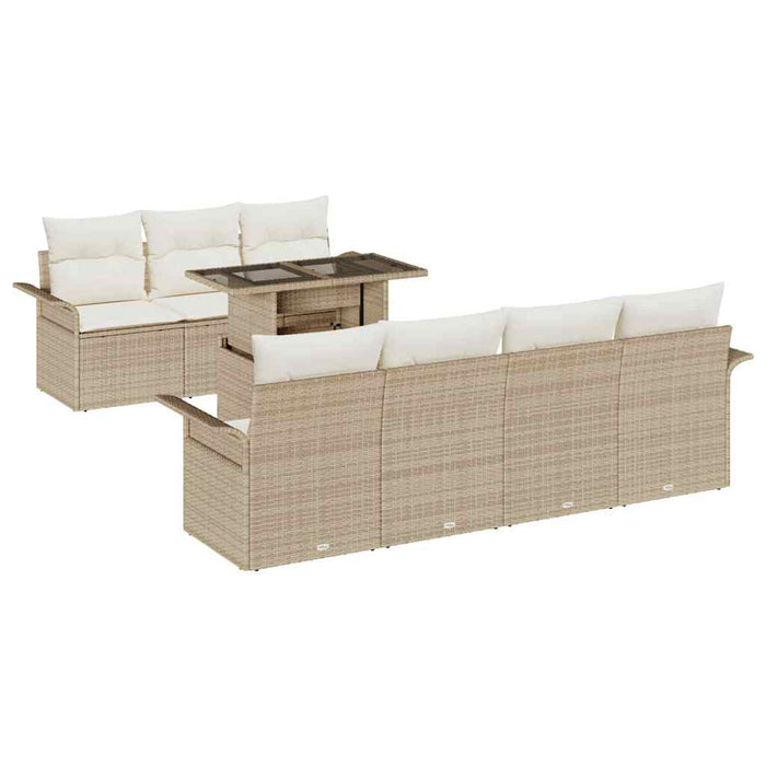 Set de canapele pentru grădină cu pernă 8 pcs Bej poliratan WALTI