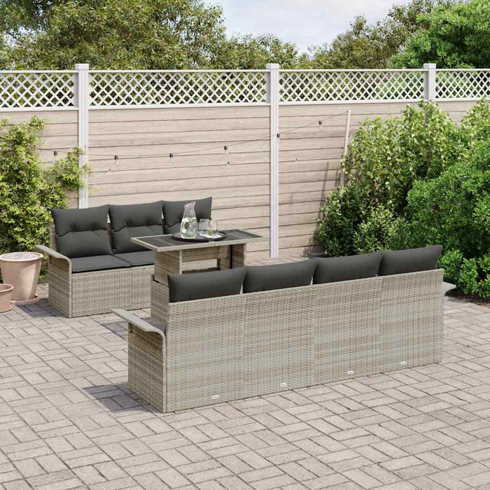 Set de canapele pentru grădină 8 pcs Gri deschis Rattan poli - WALTI WALTI