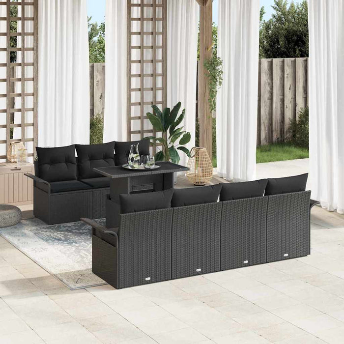 Set de canapele pentru grădină cu pernă 8 pcs Negru poliratan - WALTI WALTI