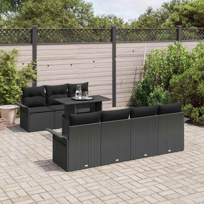 Set de canapele pentru grădină cu pernă 8 pcs Negru poliratan - WALTI WALTI