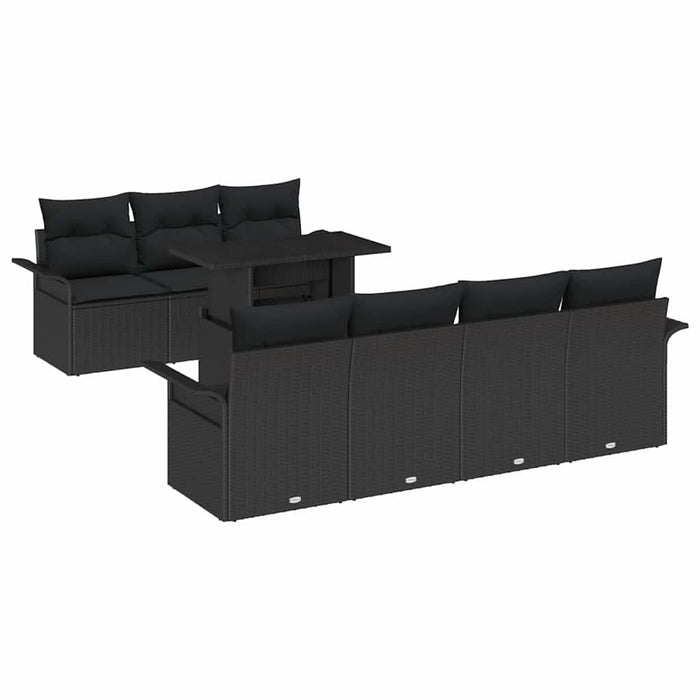Set de canapele pentru grădină cu pernă 8 pcs Negru poliratan - WALTI WALTI