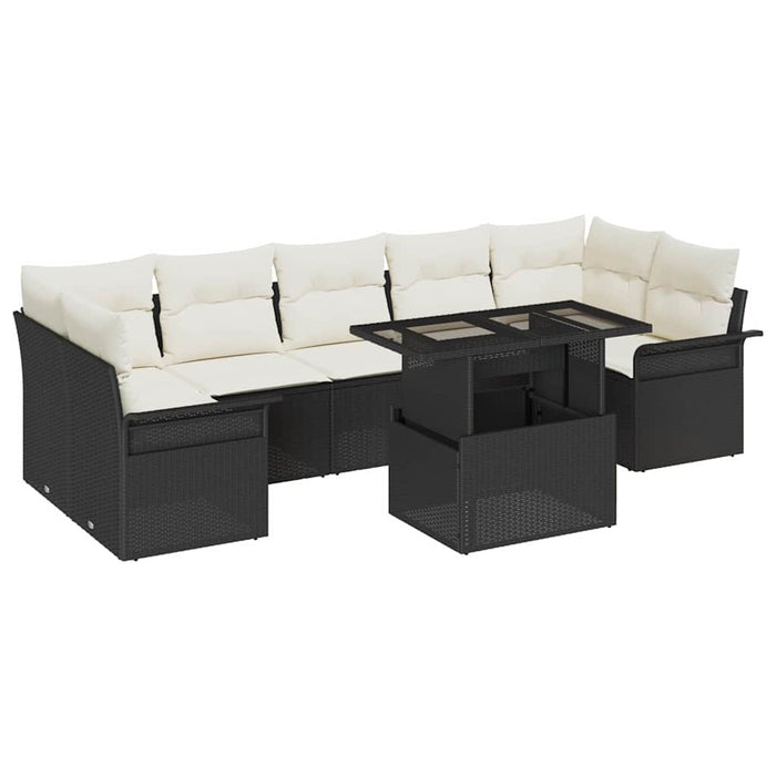 Set de canapele pentru grădină 8 buc. Negru poliratan WALTI