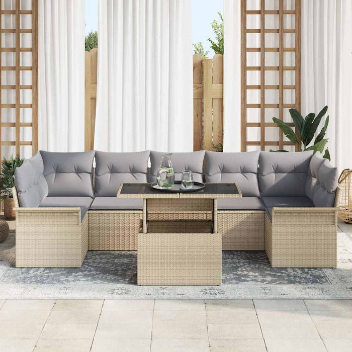Set de canapele pentru grădină cu pernă 8 pcs Bej Rattan poli - WALTI WALTI