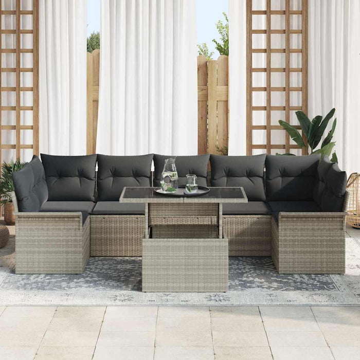 Set de canapele pentru grădină 8 pcs Gri deschis Rattan poli - WALTI WALTI