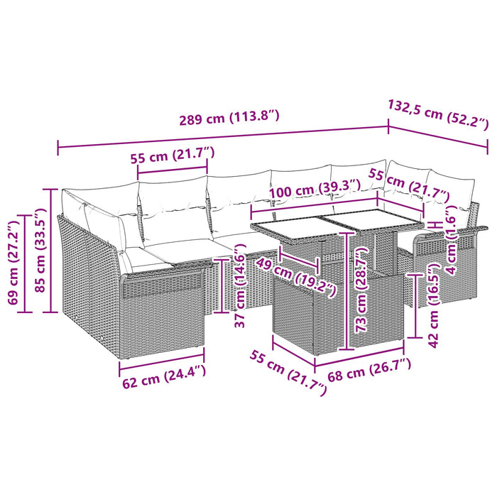 Set de canapele pentru grădină cu pernă 8 pcs Maro poliratan - WALTI WALTI