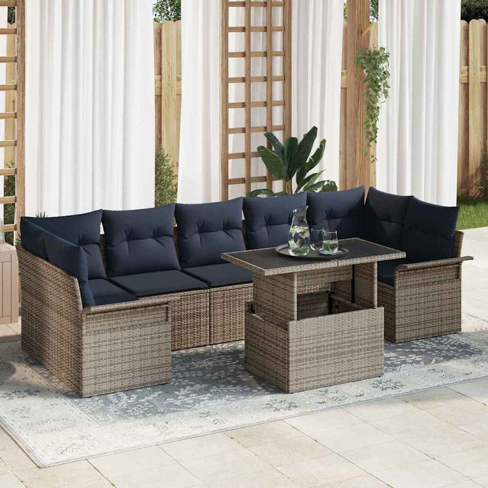 Set de canapele pentru grădină cu pernă 8 pcs Gri poliratan - WALTI WALTI