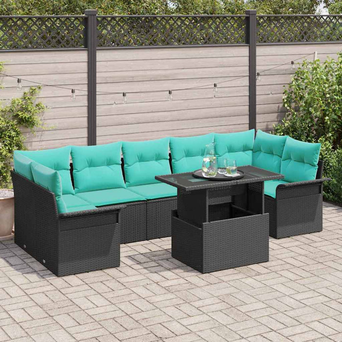 Set de canapele pentru grădină cu pernă 8 pcs Negru Rattan poli - WALTI WALTI