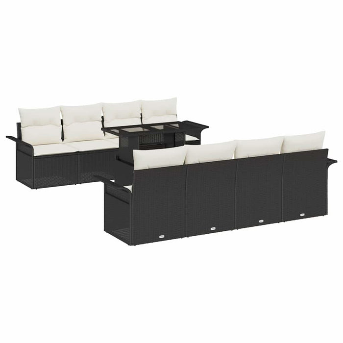 Set de canapele pentru grădină cu pernă 9 pcs Negru Rattan poli - WALTI WALTI