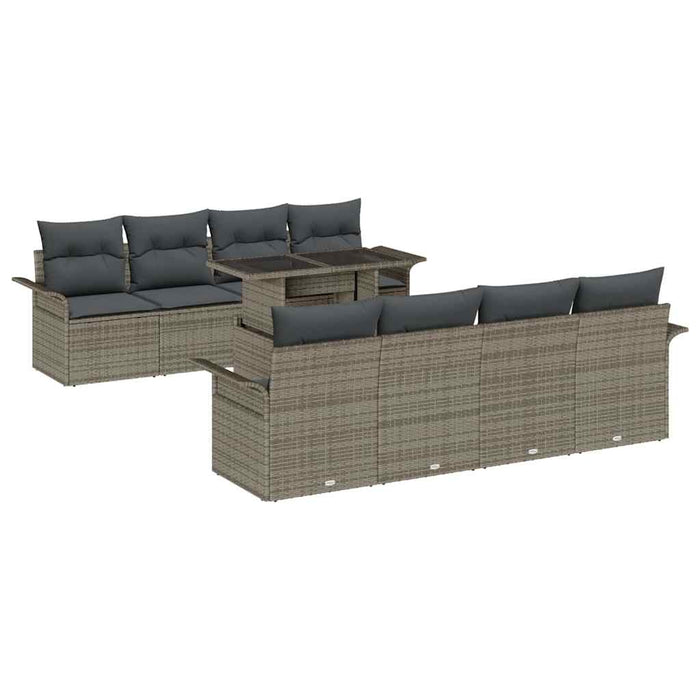 Set de canapele pentru grădină cu pernă 9 pcs Gri Rattan poli - WALTI WALTI
